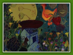 gallinella da giardino- 2010- acrilico su tela- 100 x 100 cm.